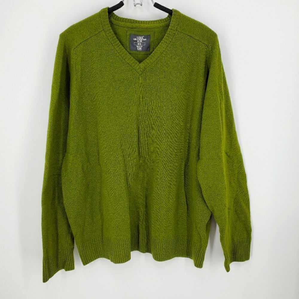 L.O.G.G. By H&M Womens Olive Green Lambs Wool V Neck Sweater Size XL